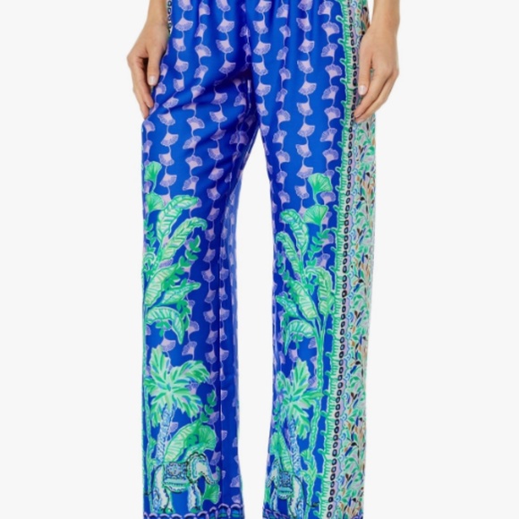Lilly Pulitzer- Printed Satin pajama Bottom Blue Grotto NWT - Picture 4 of 4
